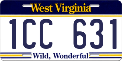 WV license plate 1CC631