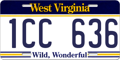 WV license plate 1CC636