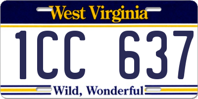 WV license plate 1CC637