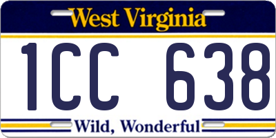 WV license plate 1CC638