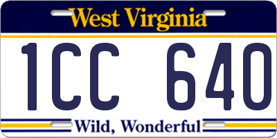 WV license plate 1CC640