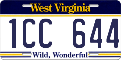 WV license plate 1CC644
