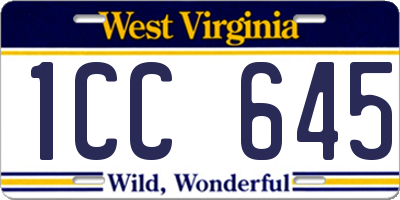 WV license plate 1CC645