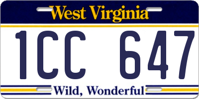 WV license plate 1CC647