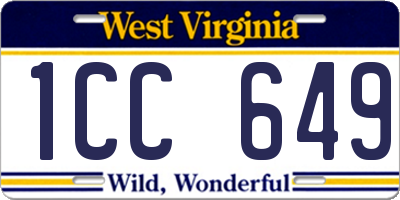 WV license plate 1CC649