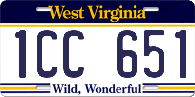 WV license plate 1CC651