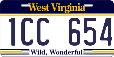 WV license plate 1CC654