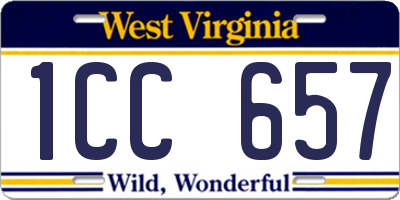 WV license plate 1CC657