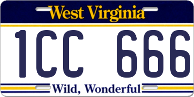 WV license plate 1CC666