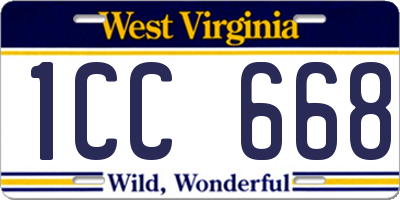 WV license plate 1CC668