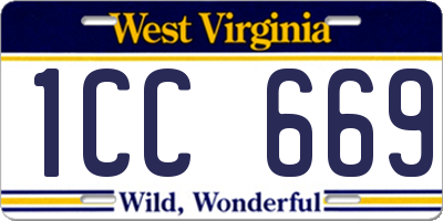 WV license plate 1CC669