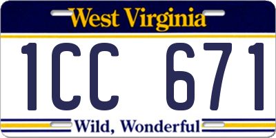 WV license plate 1CC671