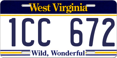 WV license plate 1CC672