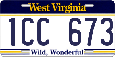 WV license plate 1CC673