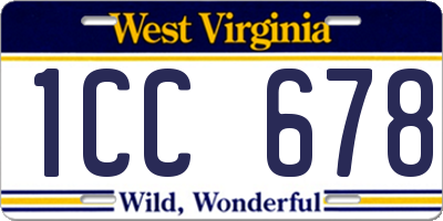 WV license plate 1CC678