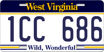 WV license plate 1CC686