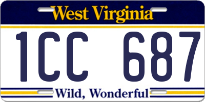 WV license plate 1CC687