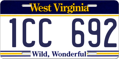 WV license plate 1CC692