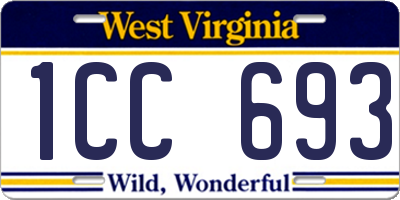 WV license plate 1CC693