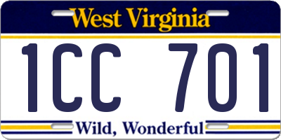 WV license plate 1CC701