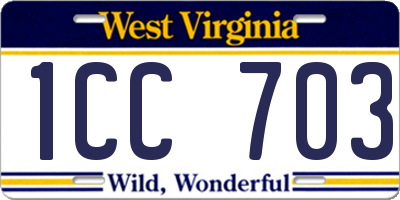 WV license plate 1CC703