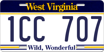 WV license plate 1CC707