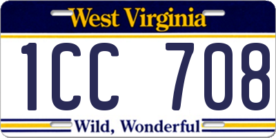 WV license plate 1CC708