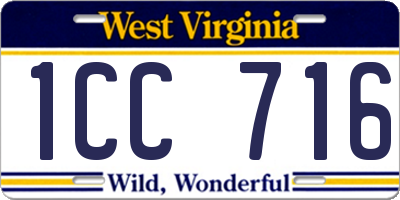 WV license plate 1CC716