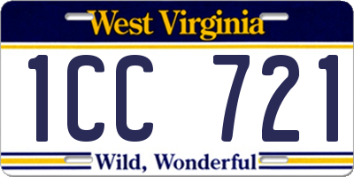 WV license plate 1CC721