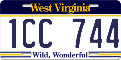 WV license plate 1CC744