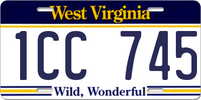 WV license plate 1CC745