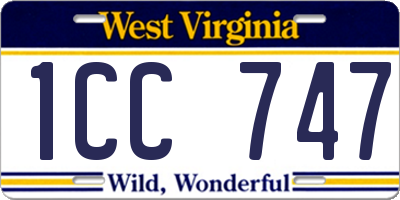 WV license plate 1CC747