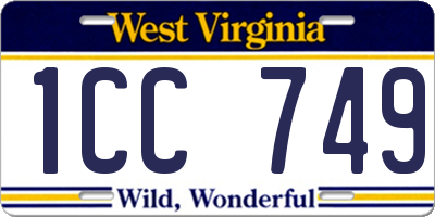 WV license plate 1CC749