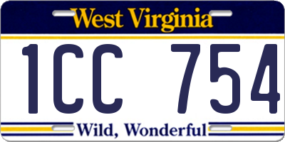 WV license plate 1CC754
