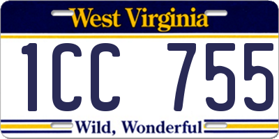 WV license plate 1CC755