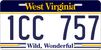 WV license plate 1CC757