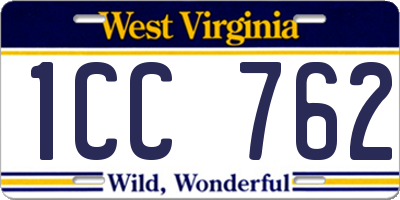 WV license plate 1CC762