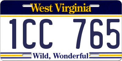 WV license plate 1CC765