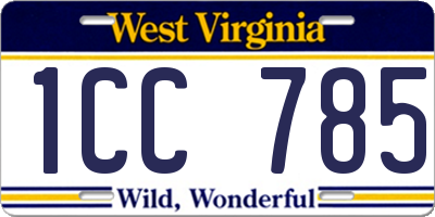 WV license plate 1CC785