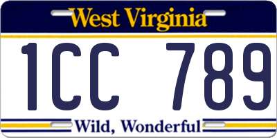 WV license plate 1CC789