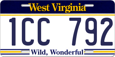 WV license plate 1CC792