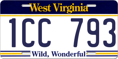 WV license plate 1CC793