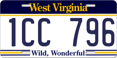 WV license plate 1CC796