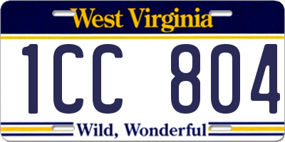 WV license plate 1CC804