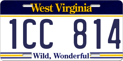 WV license plate 1CC814