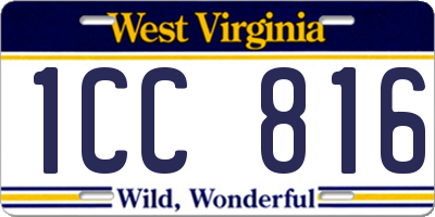WV license plate 1CC816