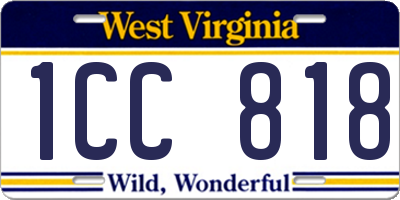 WV license plate 1CC818