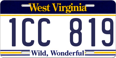 WV license plate 1CC819