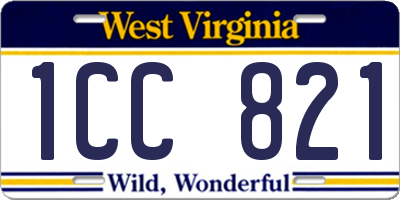 WV license plate 1CC821