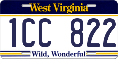 WV license plate 1CC822
